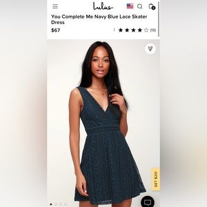 Lulus You Complete Me Navy Blue Lace Skater Dress brand NWT!